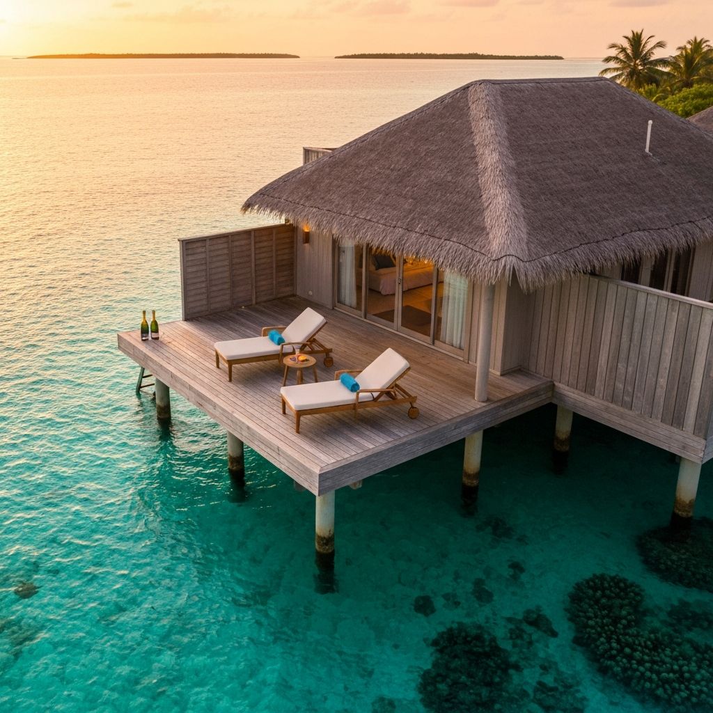 Romantic overwater bungalow in the Maldives
